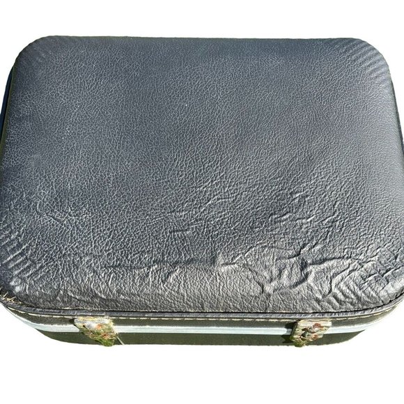 Vintage Hard Shell Nesting Suitcases Gray with Blue Set of 2 - Picture 10 of 12